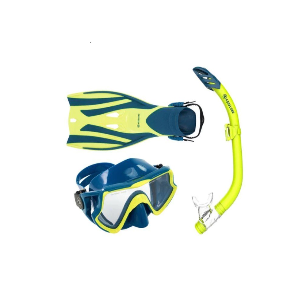 Aqualung Set Trooper Snorkeling Small/Medium - Yellow Blue Petrol